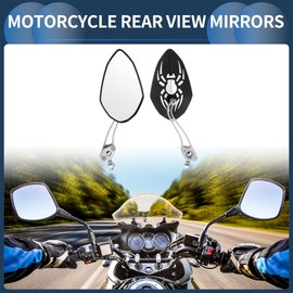 INFINAUTO Motorcycle Rear View Mirrors Bar End Side Mirrors Mount Aluminum Alloy Plastic White Adjustable M8/M10 Prismatic Shape