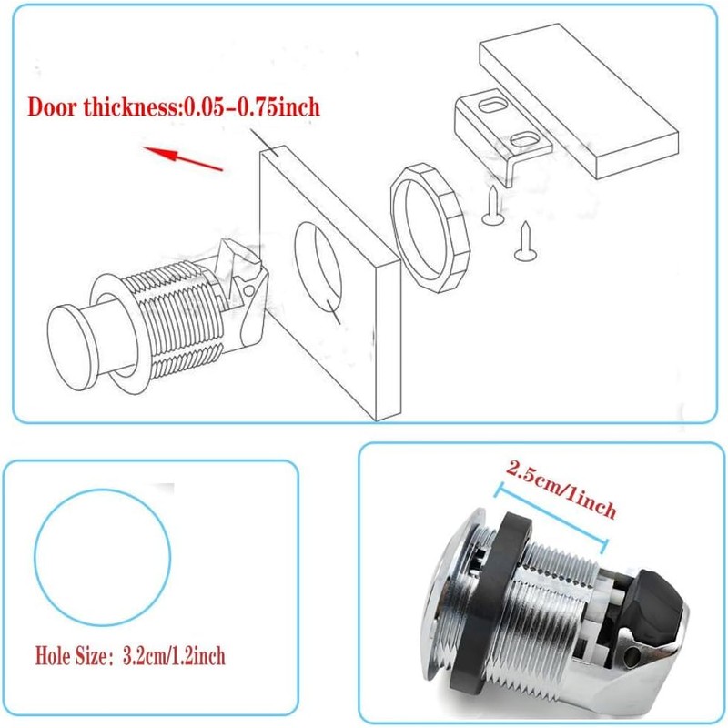 2Pcs Push Button Latch, Push to Close Latches for Perpendicular