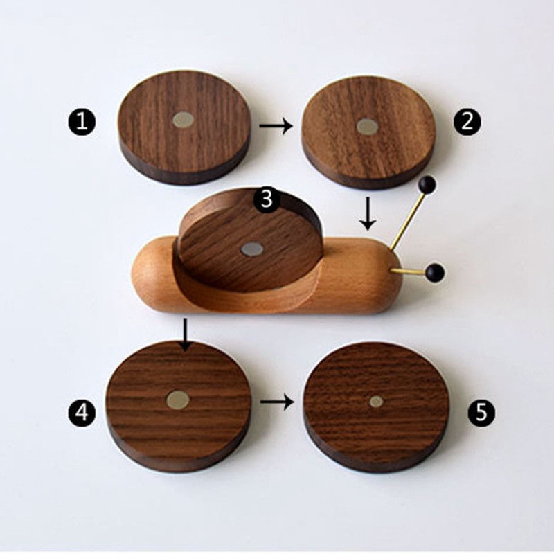Wood Mug Coaster Heat Insulation Cute Snail Shape 5pcs Wooden