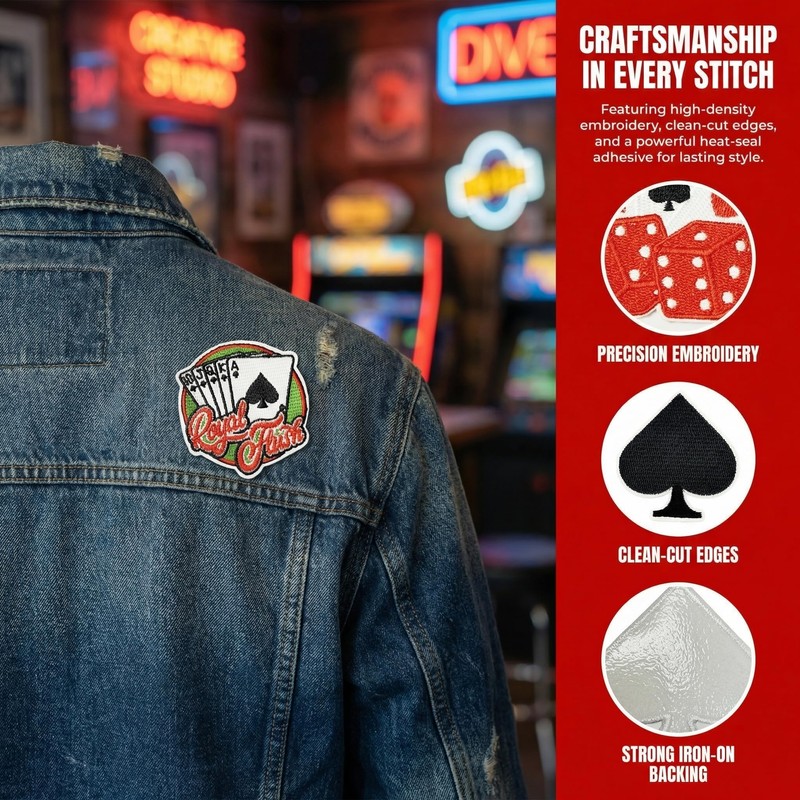 15PCS Playing Card Patches, Poker Suit Embroidered Appliques for Clothes,