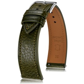 Getalia Italian leather Watch Band Tuscany Natural Vegetable-Tanned Full Grain Genuine Leather, Skin-Safe, Quick Release Replacement Watch Straps for Men and Women Thin and Soft (Olive：Width-20mm)