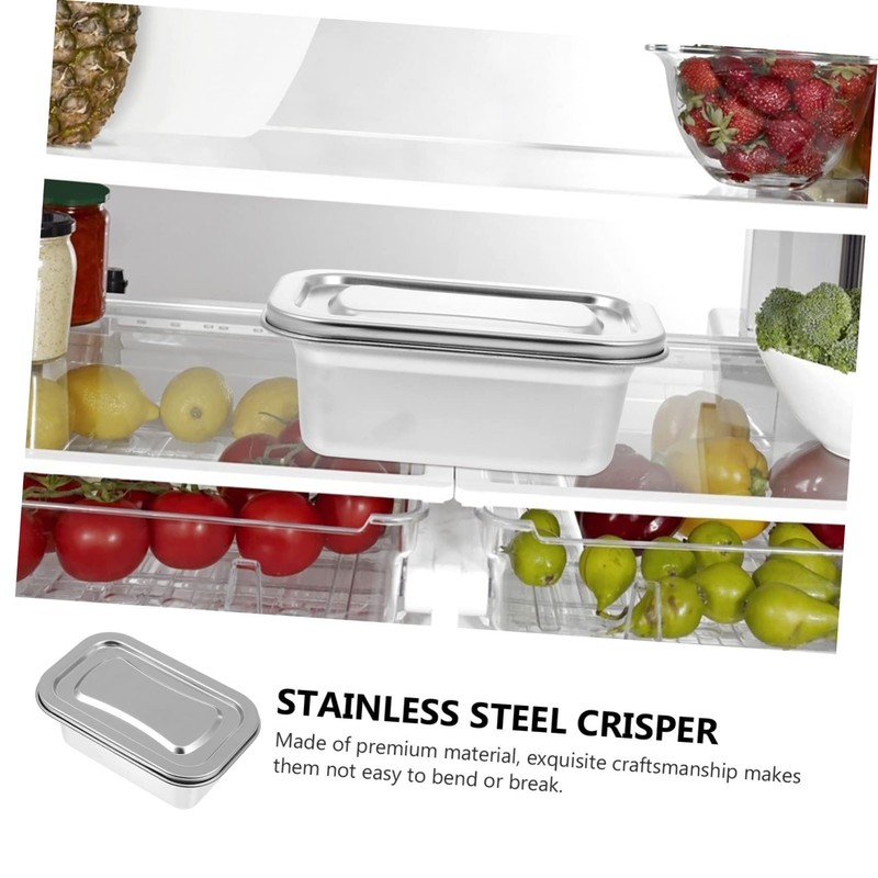 HOMSFOU Ice Cream Box, Stainless Steel Food Storage Container, 1.38L,