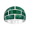 AeraVida Modern Brick Blocks of Green Malachite Inlay .925 Sterling
