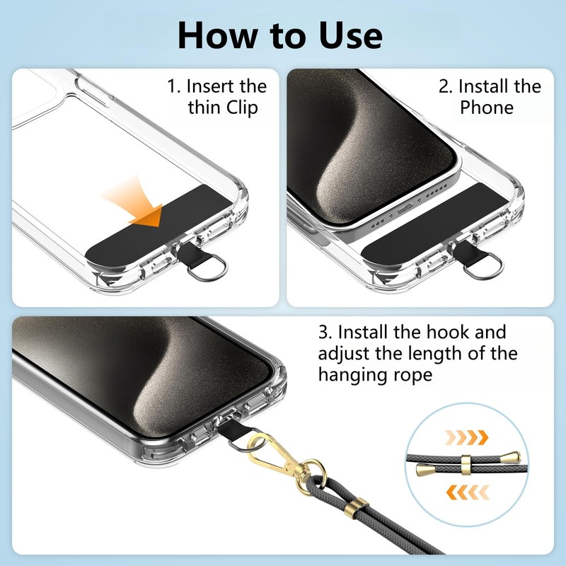 Rockbamb Crossbody Phone Lanyard Strap with 2 Pack Patchs, Adjustable