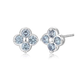 PHNIBIRD Flower Earrings 925 Sterling Silver Stud Earrings Small Delicate Earrings Women's Jewellery Gifts for Women, Sterling Silver, silver