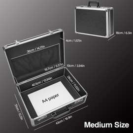 GODLONSEN File Organizer Storage Box - 16.8 x 12.1 x 6 Inch Large, Portable Locking Storage Totes with Dual Combination Locks, Lock Boxes for Personal Items, Cash, Briefcase - Black