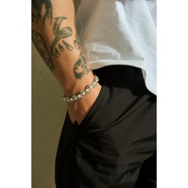 IDOKAWA Faux Pearl Chain Bracelet for Women Men White Stainless Steel Link Cuff Bridal Wedding Christmas Valentine's Day Mother's Day Anniversary Birthday Jewelry Gifts Box for Her Him