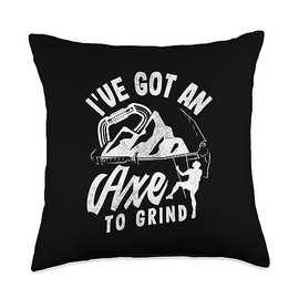 Ice Axe Power Glacier Climbing Apprel For Men Ice Climbing Axe to Grind Funny Wall Climber Throw Pillow, 18x18, Multicolor