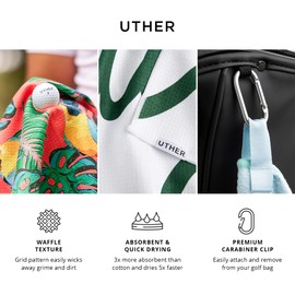 Uther Cart Golf Towel – Premium Microfiber Towel with Carabiner Clip, Golf Accessories – 15 Inch x 24 Inch, 20+ High Fashion Prints (Just Send It, Cart)