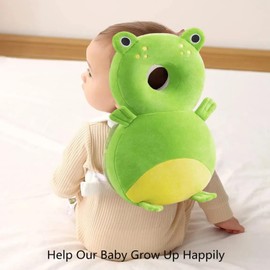 Baby Head Protector Backpack, Head Protection Backpack, Baby Helmet for Crawling Walking, Baby Fall Back Head Protector, Soft & Comfortable, Cute Cartoon Design (Frog)