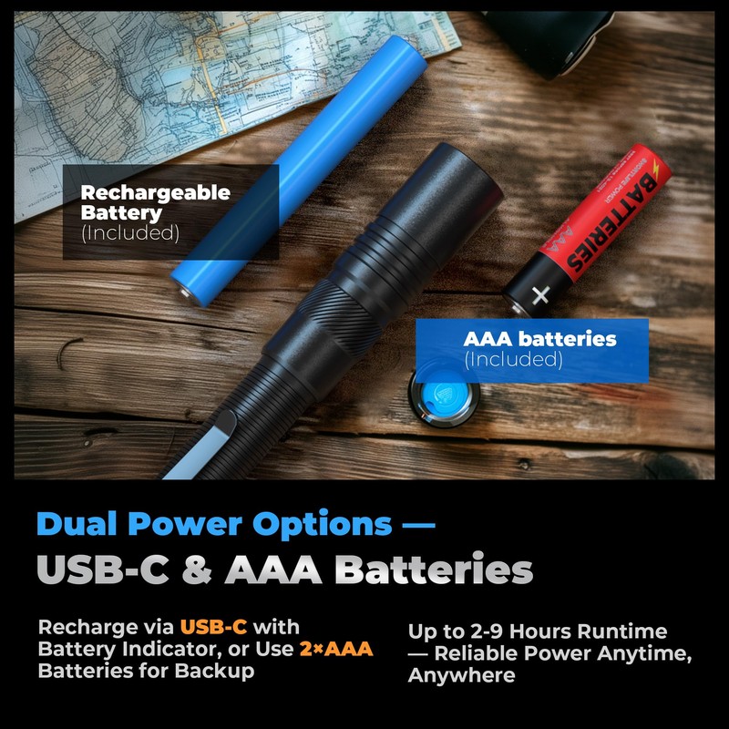 Rechargeable Pen Light Flashlight, 800LM Zoomable Pocket Flashlights with Clip