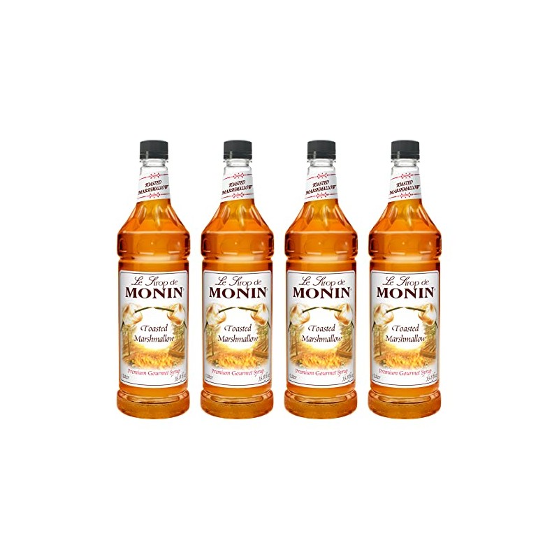 Monin Flavored Syrup, Toasted Marshmallow, 33.8-Ounce Plastic Bottles (Pack of