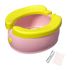 Bacinica para Niños, Asiento Entrenador Baño para Niños, con 3 Rollos de Bolsas de Basura y 1 Bolsa de Almacenamiento. Inodoro de Entrenamiento Plegable de Viaje, Adecuado para Viajar, Acampar, Etc(Rosa)
