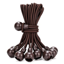 Lihopefe Ball Bungee Cords with Elastic String, Smooth Bungee Ball, for Tents, Canopies, Tarp, Straps, Poles, Wires, and Roller Blinds. (50 Piece，9 inch，Brown)
