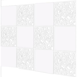 12+4PCS KEIBIKEIDI Hanging Room Divider Screens Made of Environmentally PVC, Simple and Modern Mixed White Hanging Panel Screen for Decoration Livingroom,Bedroom, Kitchen, Dining Room,Hotel and Bar