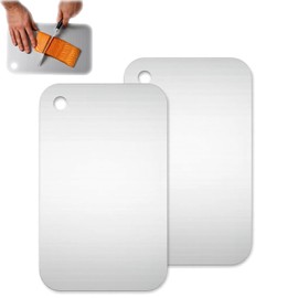 2 Stück Schneidebrett Edelstahl 15 x 25 cm – Doppelseitiges Schneidbrett aus rostfreiem Edelstahl, BPA-frei, Antibakteriell, Leicht zu Reinigen, Küchenbrett für Fleisch, Gemüse, Obst