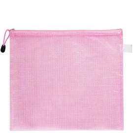 Boxonly A5 Plastic Wallets Zip Lock Bags Mesh Document Wallet Document Folders Plastic Pockets Zipper File Wallet for School Office Homework Travel Storage Bags Pink