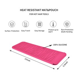 EIOKIT Silicone Heat Resistant Travel Mat Pouch for Hair Styling Tools (Hot Pink, 1 Pack)