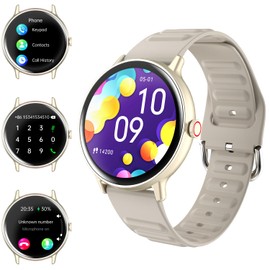 WILLFITME Smart Watch (Answer/Make Call), 1.43'' Fitness Tracker Round Metal Smartwatches, Heart Rate Sleep Pedometer Calories, 100+ Sports Modes, Women's Men's Gift Fitness Watch (White)