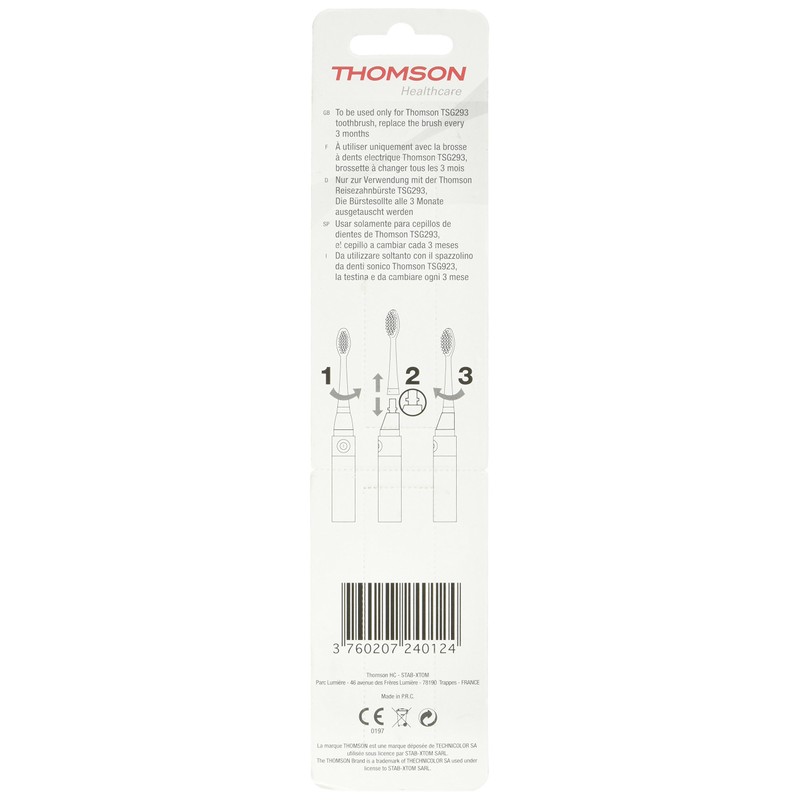 Thomson Pack of 2 Replacement Brushes for Travel