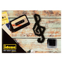 Idena 40143 - Postkarte Notenschlüssel mit einem 3D Modellbauset mit 70 Original Brixies Minibausteinen, Schwierigkeitsgrad 1, Grußkarte oder Mitbringsel für Kinder und Erwachsene