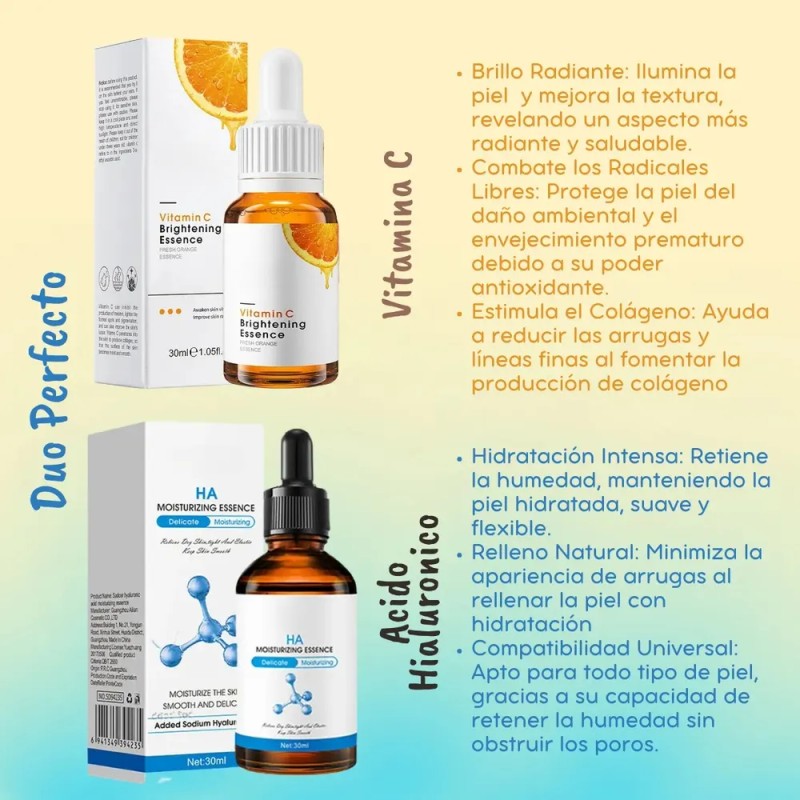 Sérum Axiu Vitamina C y Ácido Hialurónico Rostro Hipoalergénico 30ml