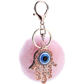 JK Home Pompom Ball Hand Pendant Keychain for Car Phone Bag Toy Pink
