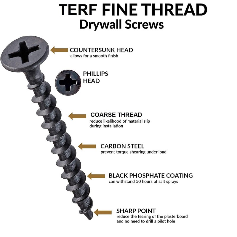 TERF® Drywall Coarse Thread Sharp Point Screws 3.5 X 45mm