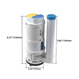 WDONAY Dual Flush Valve with Push Button, Toilet Flusher Replacement Kit Fill Valve Repair Kit for Toilet Tank, 8.27" x 3.43"(H*Dia), Type-1