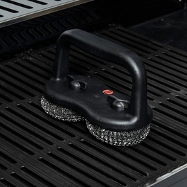 Grillstream Dual-Head BBQ Scouring Brush, Extra-Large Steel Pads for Deep Cleaning, Ergonomic & Durable