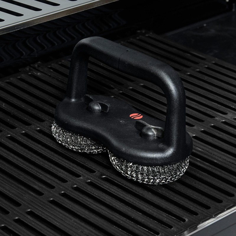 Grillstream Dual-Head BBQ Scouring Brush, Extra-Large Steel Pads for Deep