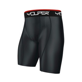 Youper Athletic Supporter Underwear, Compression Shorts w/Cup Pocket, Adult Sizes (Black, Adult - Medium)