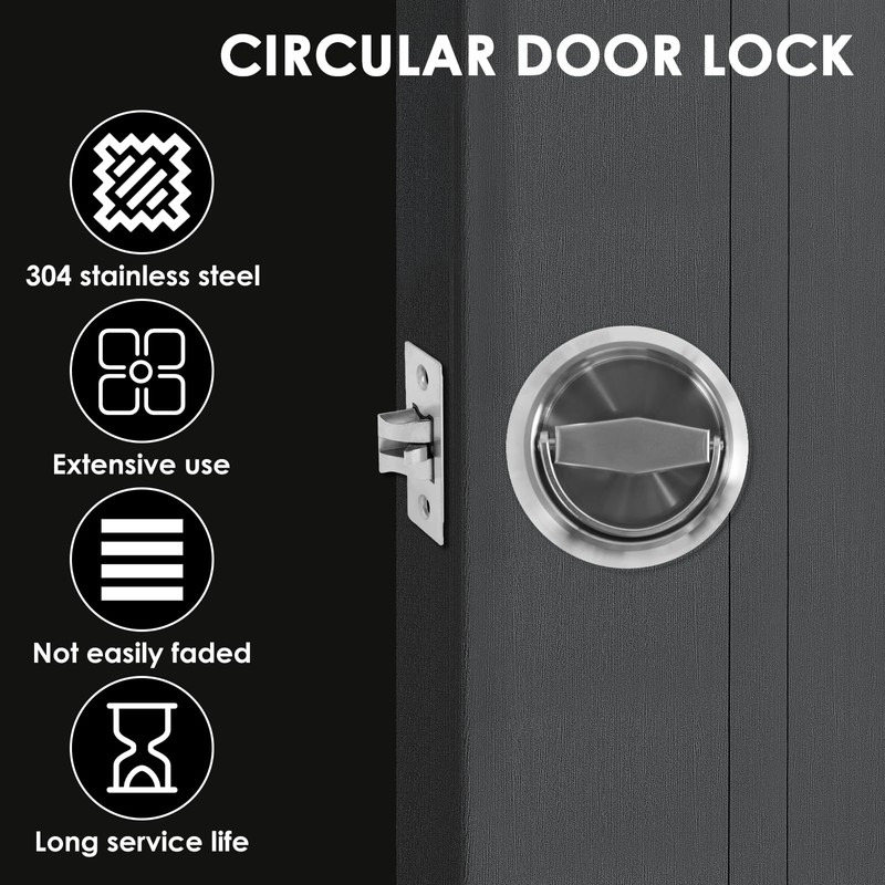 NEMTMCUA Stainless Steel Round Recessed Door Lock, Keyless Recessed Cup