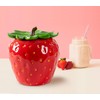dgudgu Strawberry Candy Jar With Lid Red Candy Container Ceramic