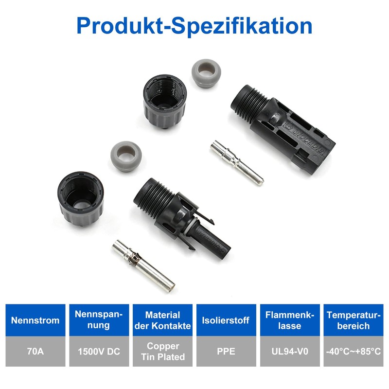 Trisinger 6 mm² Solar Connector Set IP68 1500 V -