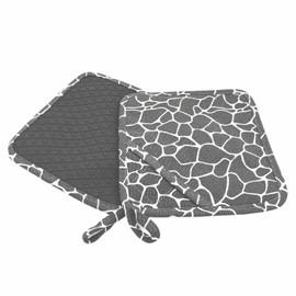 Topflappen Silikon & Baumwolle im 2er Set hitzebeständig Ofenhandschuhe Anti-Rutsch Handschuh für Kochen Backen Grillen Grau