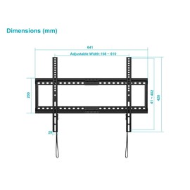 Monoprice Low Profile Fixed TV Wall Mount Extra Wide for 42" to 90" TVs up to 165lbs, Max VESA 600x400, Fits Curved Screens