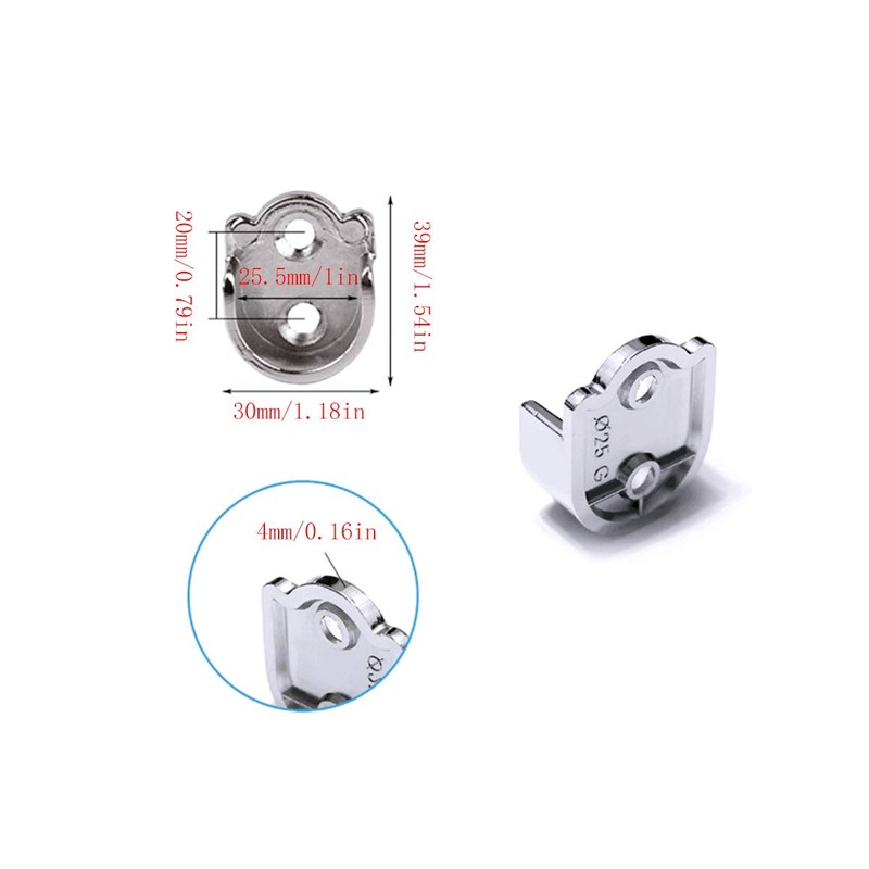 4PCS U Shaped Zinc Alloy Closet Pole Rod End Supports