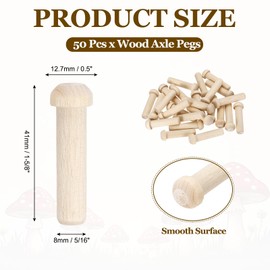 sourcing map Wood Axle Pegs 5/16" Dia. 1-5/8" Length, Mini Wooden Peg Wooden Wheels Shaft for DIY Model Cars Trucks, 50pcs