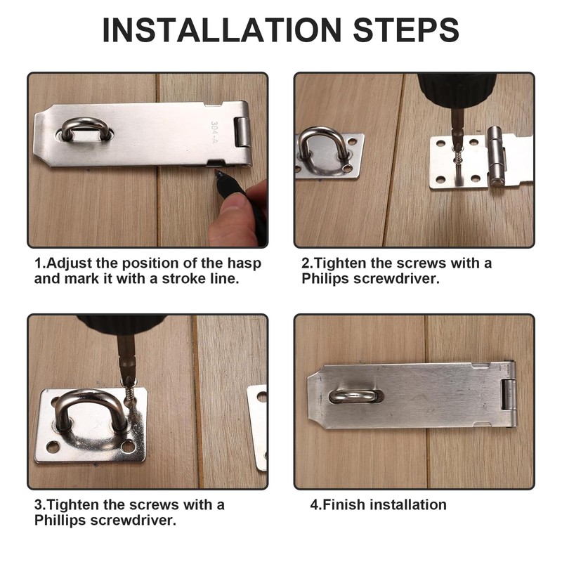 XHYASD 2 Pcs Padlock Hasp and Staple, 5 Inch Stainless