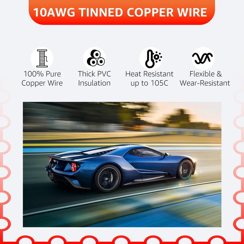 Sigely 10Awg Solar Battery Cables 10 Gauge