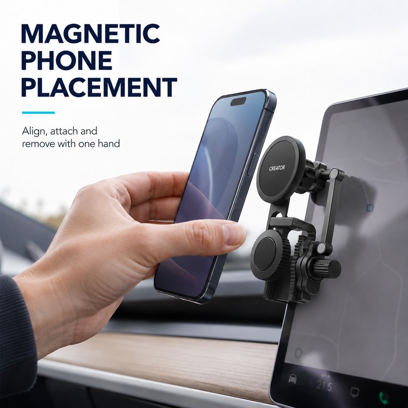 Adjustable Center Screen Slide Rail Phone Holder for Tesla &