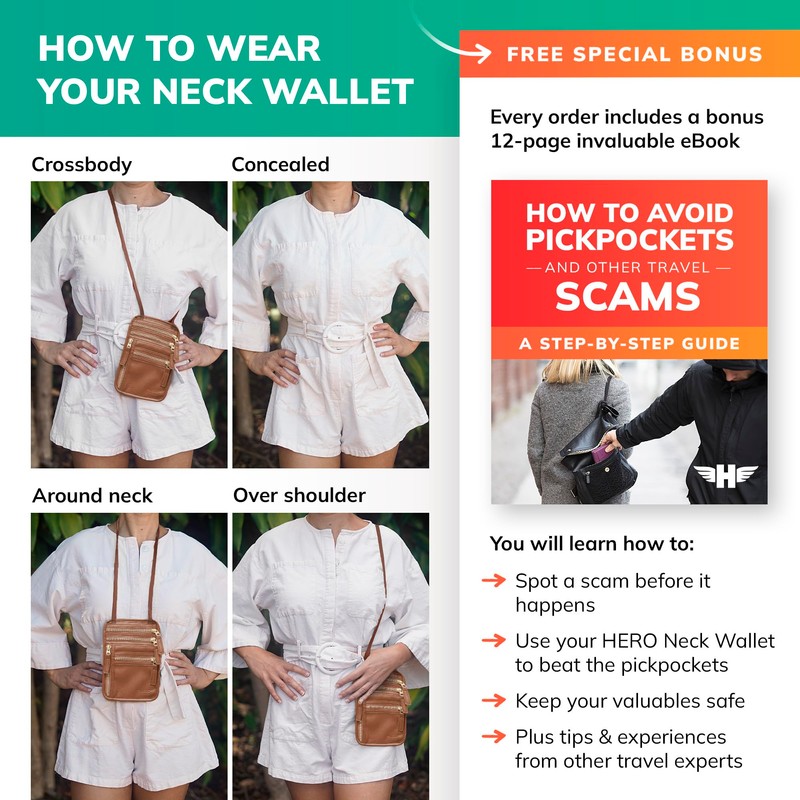 HERO Neck Wallet – RFID Blocking Vegan Leather Passport Holder