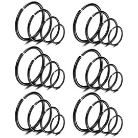 Sanfenly 18-24Pcs 20G 316L Stainless Steel Nose Ring Hoop Cartilage Hoop Septum Piercing 6-12mm