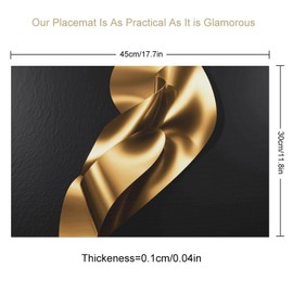 Placemats Set 1 PCS Gold Black Wallpapers Table Mats Heat Resistant Placemats for Dining Table Non-Slip Place Mats Kitchen Table Mats for Indoor Outdoor 17.7x11.8 Inch