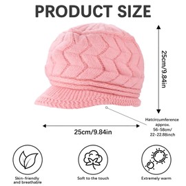 CINGHIA Baskenmütze Damen Winter,Barett Damen,Strickmütze Damen,Wintermütze Damen,Damen Baskenmütze,Mütze Rosa Damen,Strickmützen für Damen