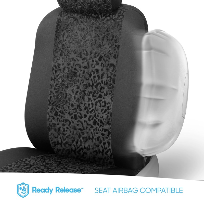 BDK Black Leopard Car Seat Covers for Front Seats, Animal
