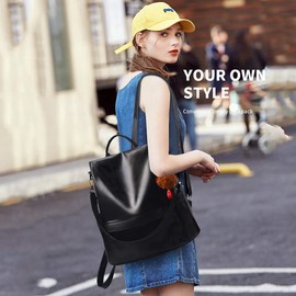 NICOLE & DORIS Backpack Women Fashion Backpack for Ladies Casual Rucksack Waterproof Anti-Theft Daypack Shoulder Bag Large Capacity Black