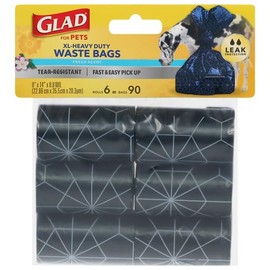 Glad for Pets Extra Large Tropical Breeze Scented Dog Waste Bags Refill Rolls| Poop Bags for Dogs, 90 Count - Poop Bag Refills, 15 Waste Bags Per Roll