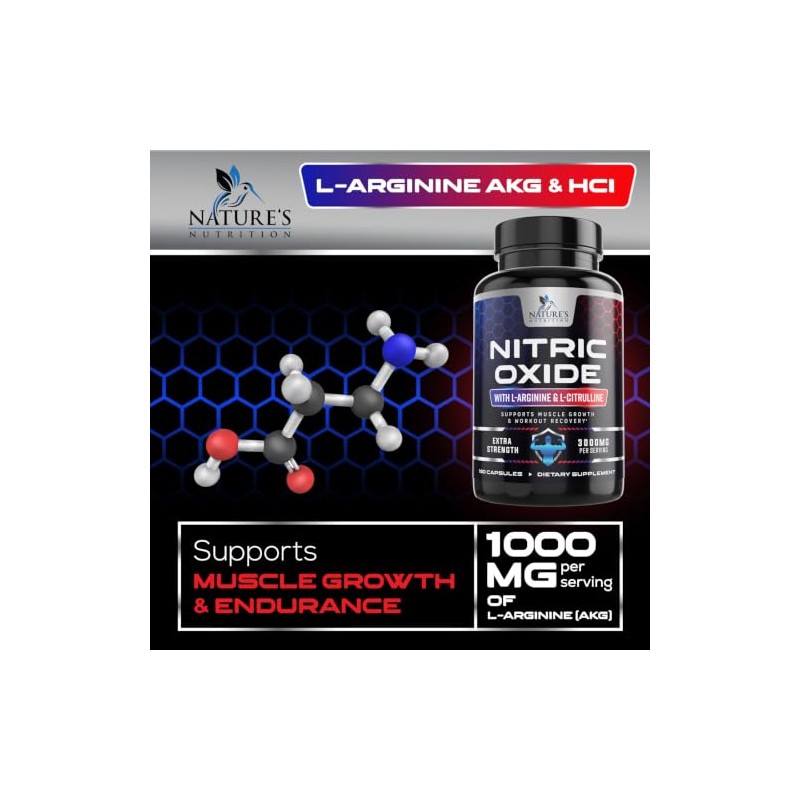 Nature's Nutrition Potenciador de ?xido N?trico Extrafuerte 3000 Mg